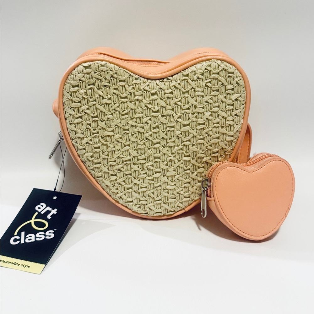 Peach & Bamboo Heart Shaped Cross body bag